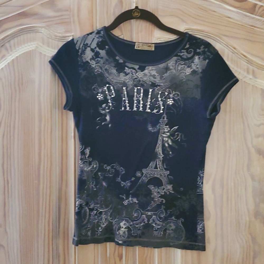 Casual cotton shirt with Paris writing